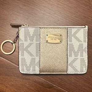 Michael Kors Metallic Gold and Cream Key Holder